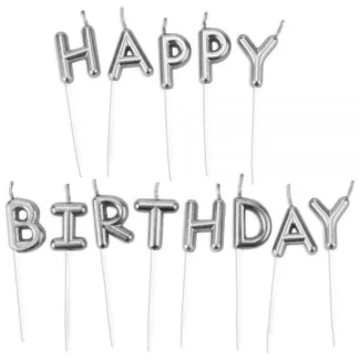 נרות אותיות HAPPY BIRTHDAY כסף