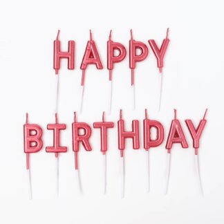 נרות יום הולדת אדום, נרות happy birthday אדום, נרות אדומים, נרות לעוגה בצבע אדום, נרות אדומים לעוגה