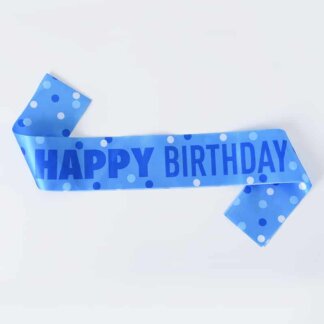 סרט בד לגוף, קישוט בד ליום הולדת, סרט ליום הולדת, קישוטים כחולים ליום הולדת, סרט כחול ליום הולדת